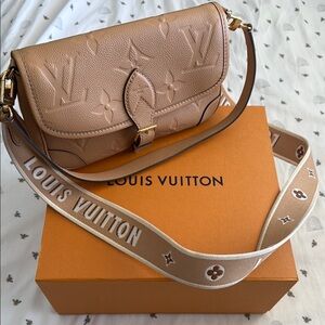 Louis Vuitton Tan Crossbody Bag with Monogram Detailing
